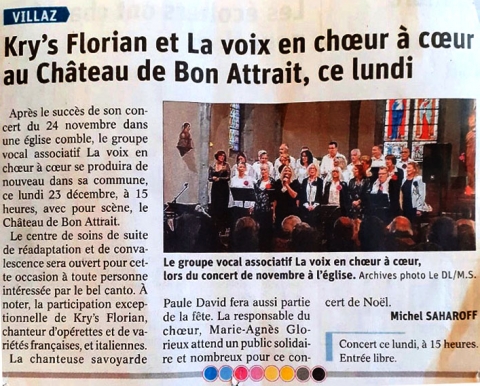 Kry's Florian et La voix en choeur à coeur au Châteaux de Bon Attrait, ce lundi